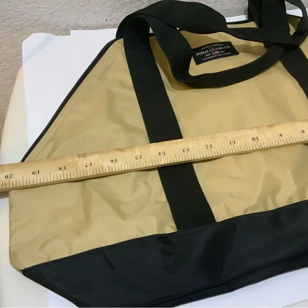 Vintage Ralph Lauren Polo Jeans Co Tan Beige Tote Messanger Bag 14